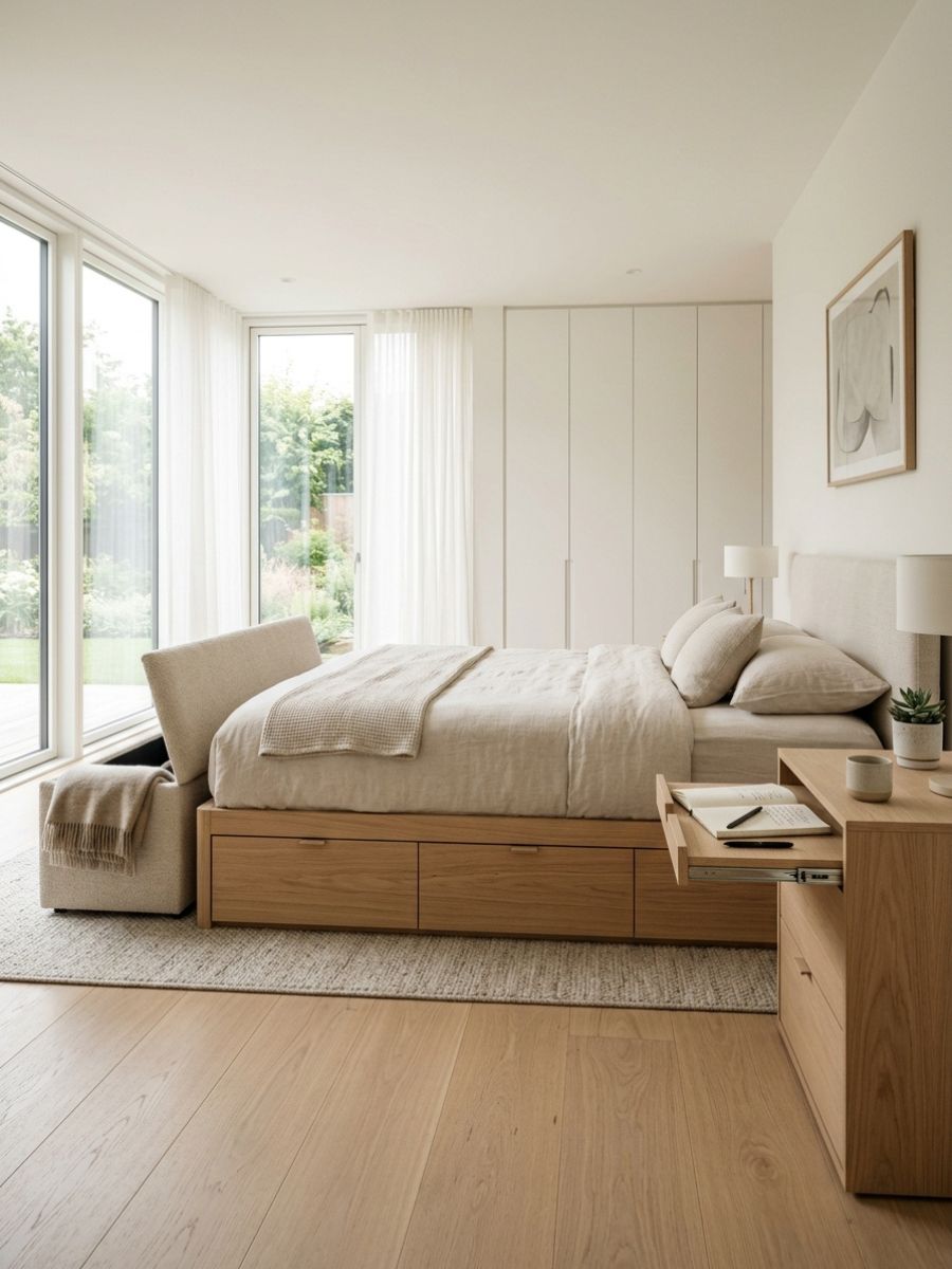 Under-bed storage solutions for a clutter-free minimalist bedroom
